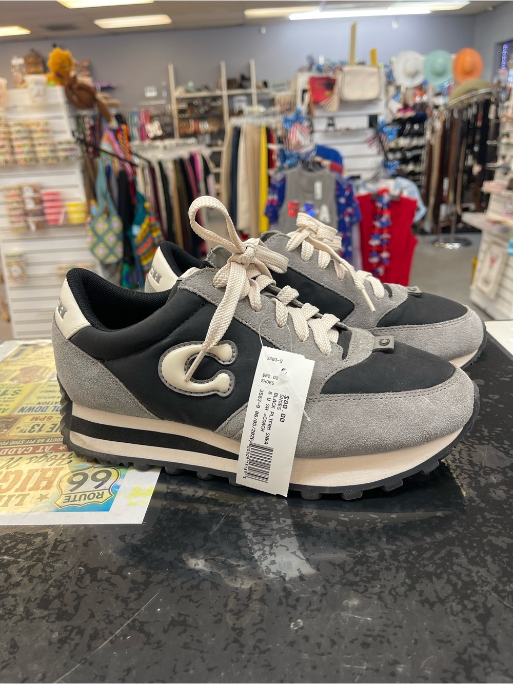 Coach Gray and Black Suede-Accent Women’s Sneakers